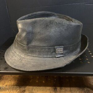 Eureka Mens Stockade Fedora Style Trilby Hat Brown leather XXL